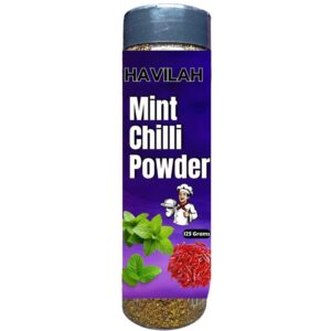 Havilah Mint  Chilli powder, 125 g With Sprinkler Bottle, Mint Idli karam podi, Pudhina chilli Podi, Fibre Rich pudhina Karam Podi, Mint Spice Powder